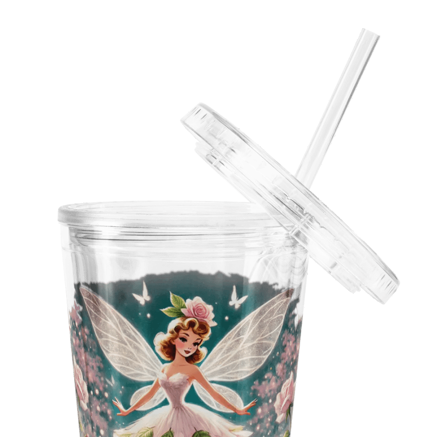 Pink Rose Fairy Plastic Tumbler with Straw product image (5)