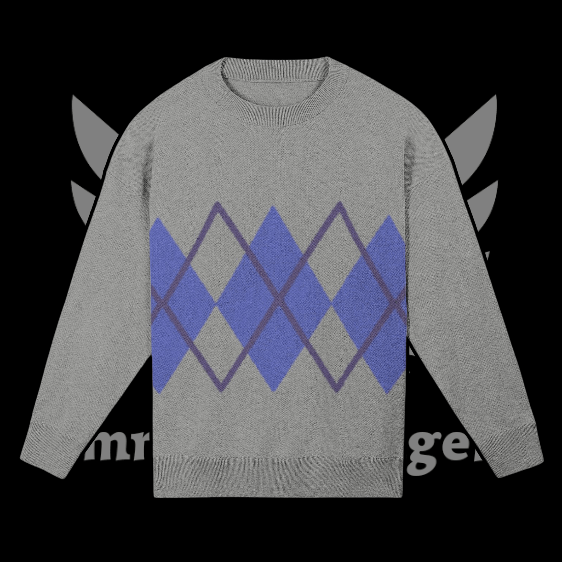 Argyle Gray Knitted Relaxed Sweater product image (1)