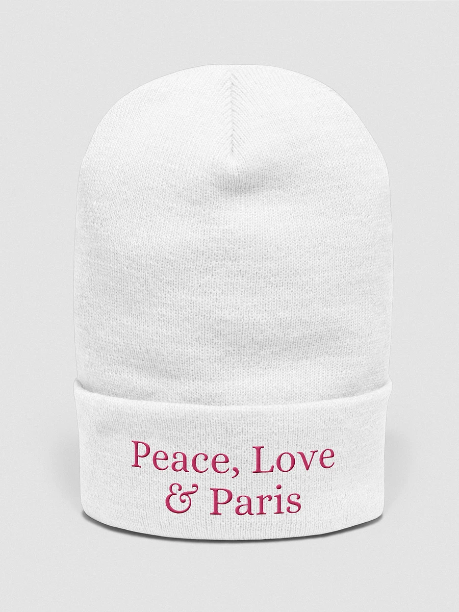 Peace, Love & Paris Cozy Comfort Beanie - Pink Embroidery product image (12)