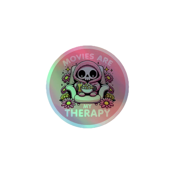 Pink PJ It Sticker-Movies Are My Therapy-Holographic Sticker product image (1)