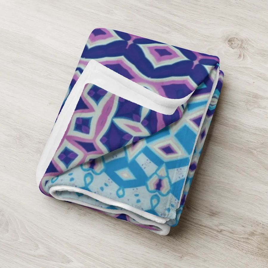 Blue, Navy & Pink Geometric Throw Blanket product image (7)