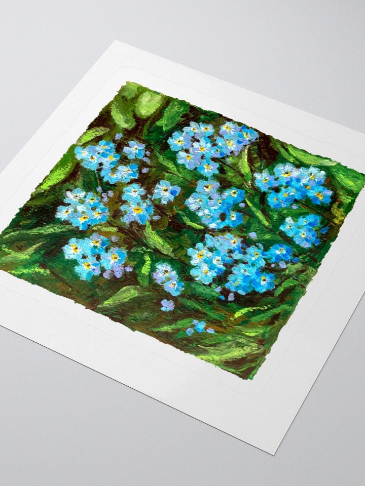 Botanical illustration of the flowers forget-me-not created with oil pastels. product image (2)