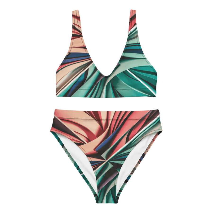 TDS Music Recycled High Waisted Bikini Set in Abstract Colors (XS-3XL) product image (4)
