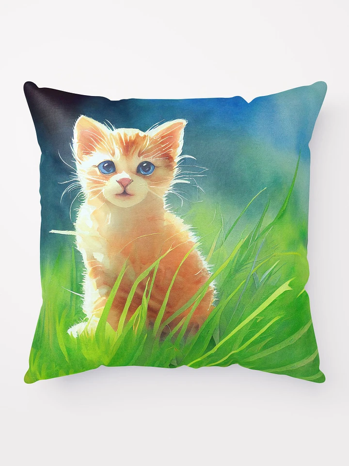 Kitten In The Grass - Ginger Cat Throw Pillow product image (1)