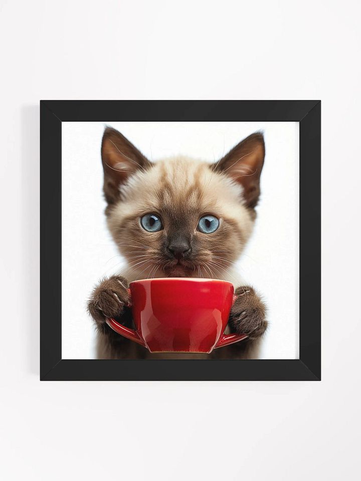 Coffee Lover Cute Baby Siamese Kitten Art product image (1)