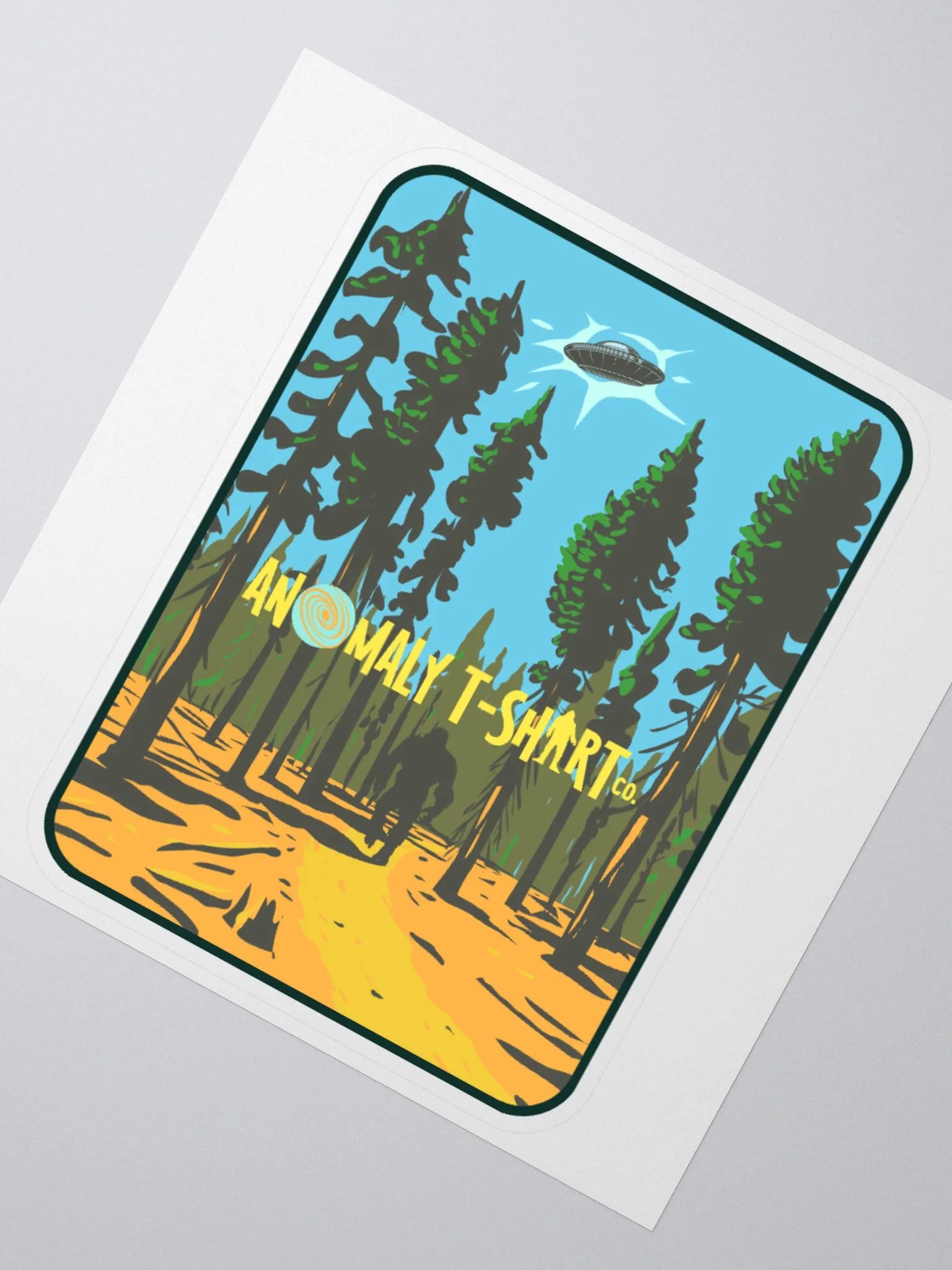 Pine Forest Bigfoot UFO Kiss Cut Stickers product image (1)