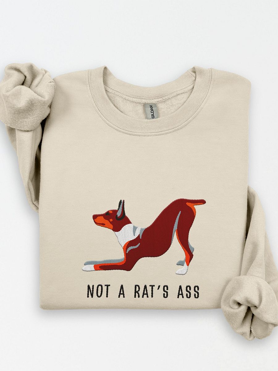 Not a Rat's Ass Sweatshirt (Embroidered) of a Rat Terrier(Brown & Tan) product image (1)