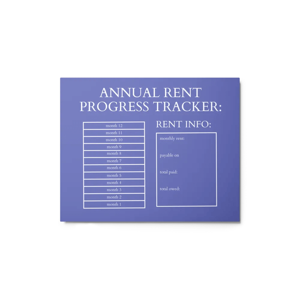 HIGHFALUTIN ANNUAL RENT TRACKER (white design 3) product image (1)