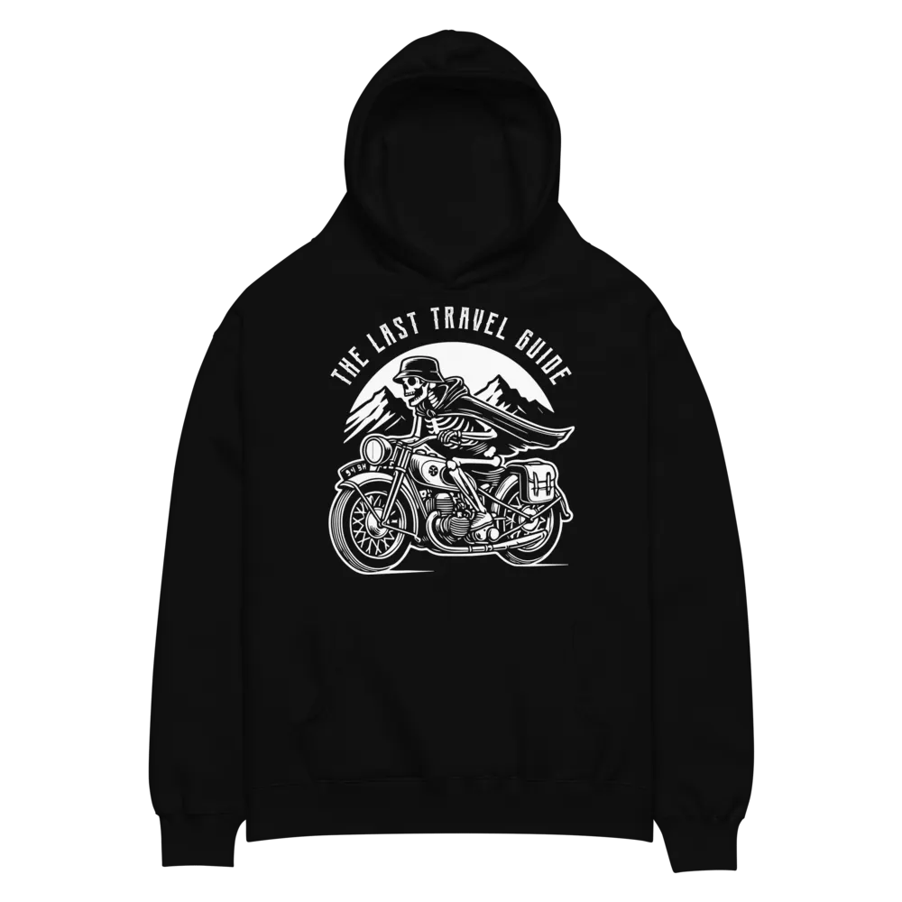 Vintage Skeleton Biker – The Last Travel Guide Emblem Premium Hoodie product image (2)