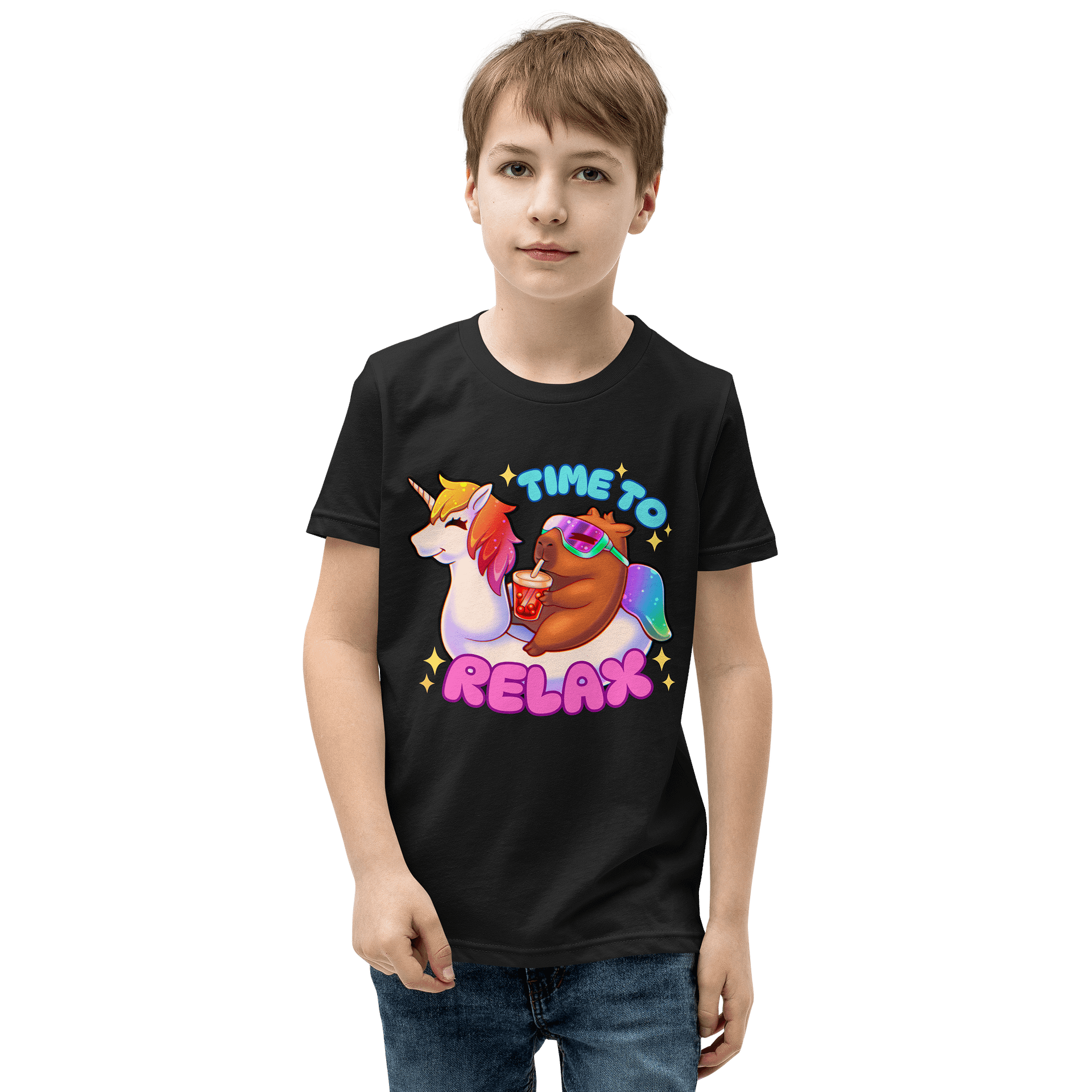 🦄🌈 Time To Relax 🌈🦄 Youth Short Sleeve T-Shirt product image (1)