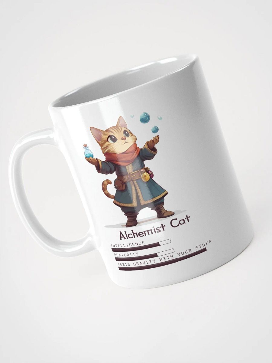 RPG Alchemist Cat white ceramic mug 11oz 15oz 20oz for gamers and cat lovers product image (3)