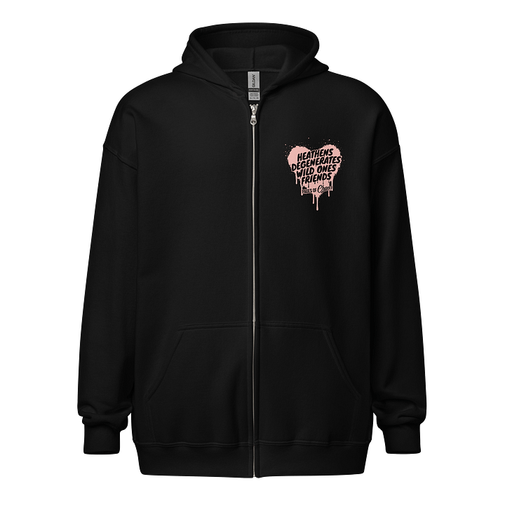 Heathens, Degenerates, Wild Ones, and Friends Zip Hoodie - Pink product image (1)