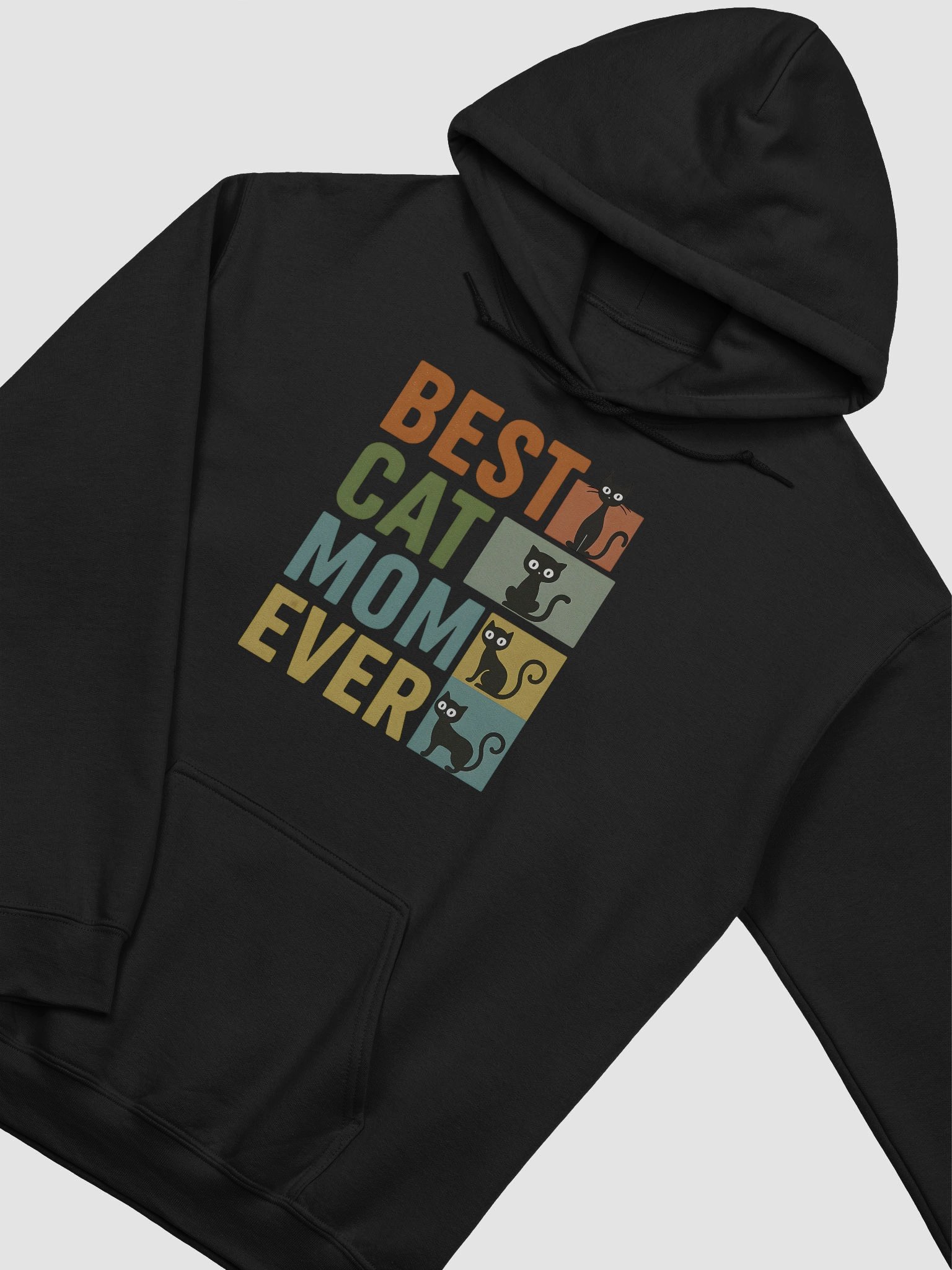 Best Cat Mom Ever Hoodie – Retro Block Style Graphic for Proud Cat Lovers product image (2)