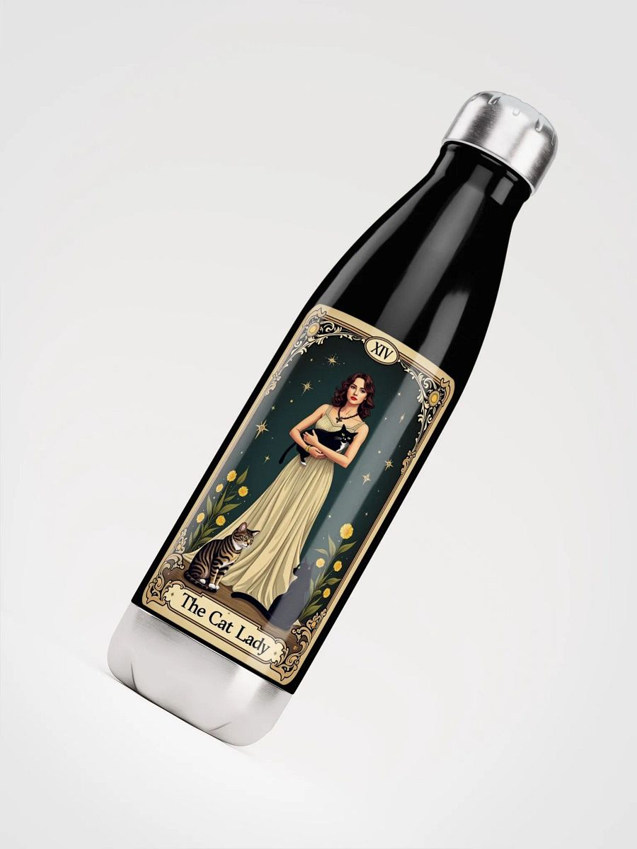 The Cat Lady Stainless Steel Water Bottle - Mystical Tarot Design product image (4)