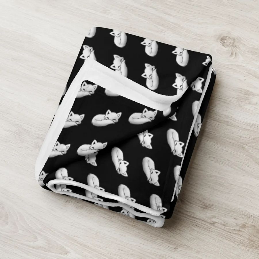Sleepy Fox Throw Blanket with Black Background product image (5)