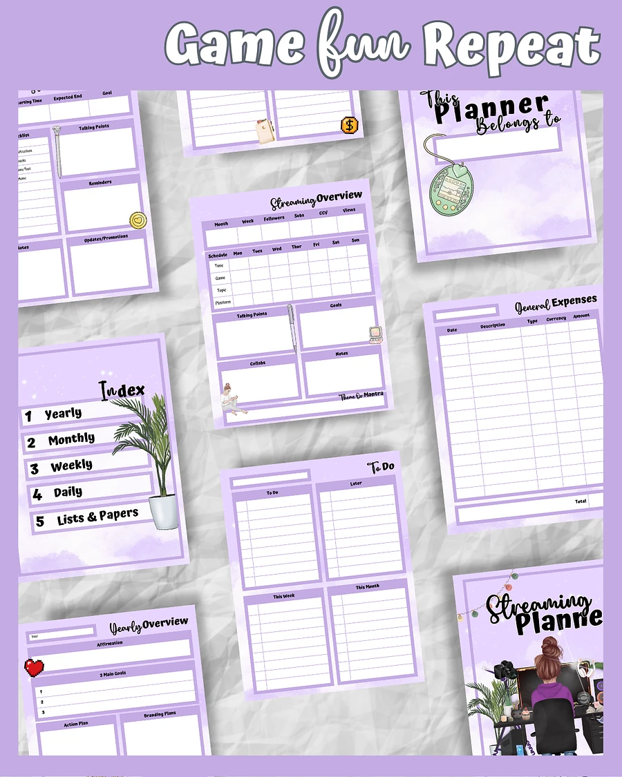Purple Streaming Planner Printable product image (6)