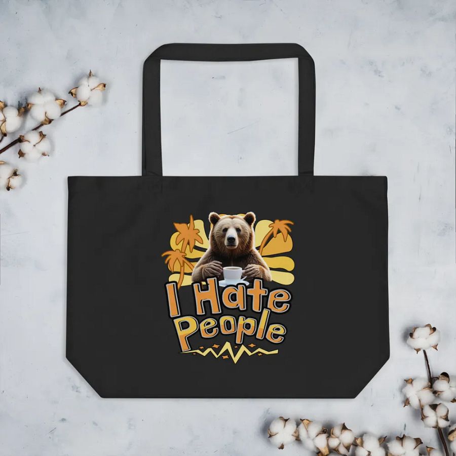 I Hate People Bear Sarcastic Eco Tote product image (2)
