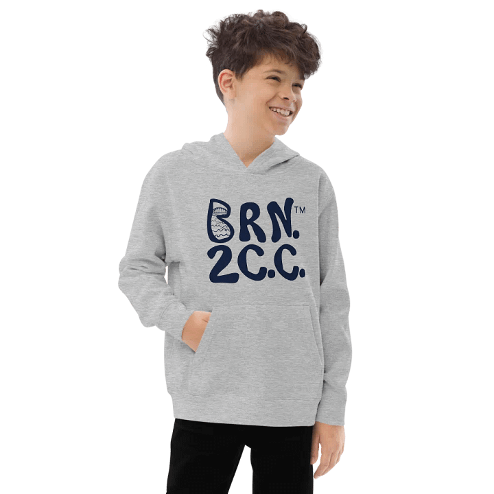 Boys' | BOURNE to Cape Cod™ | DTG Vintage Print | Youth Hooded Fleece Pullover | Cozy Coastal Adventure | Navy Logo product image (2)
