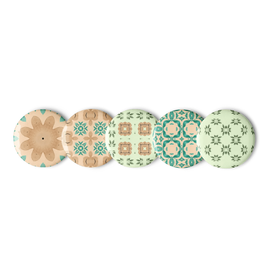 Set of 5 Vintage Style Pattern Pins ~ Earthy Green and Brown Palette product image (3)