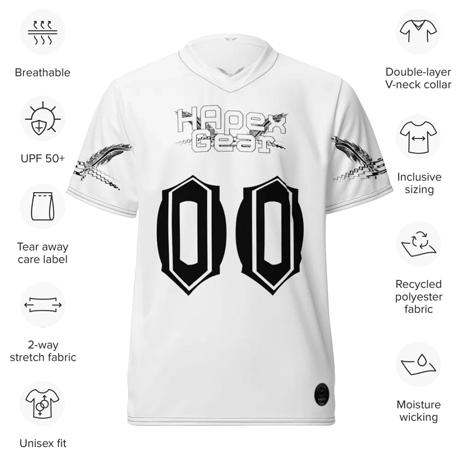 Capital TOOMEY - White - Recycled Unisex Sports Jersey - White HApex Gear Black Logo product image (9)