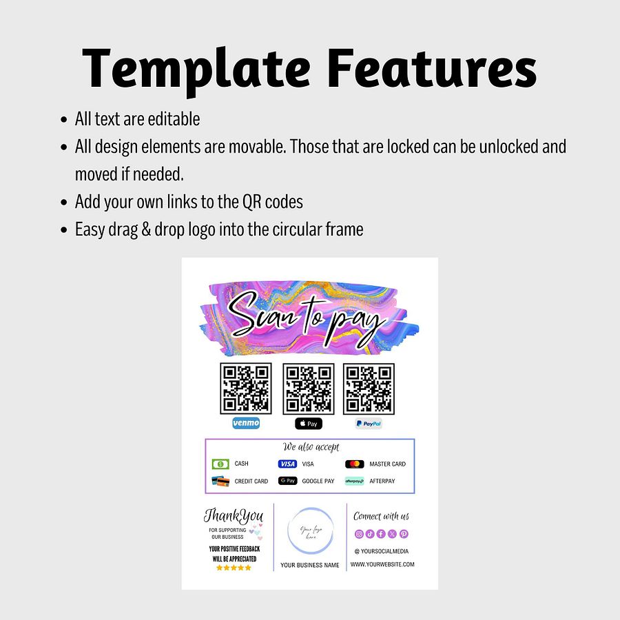 Unicorn - Scan To Pay QR Code Sign Template product image (5)