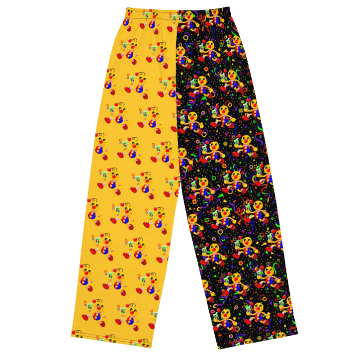 Split Yellow and Arcade Boyoyoing Unisex Wide-Leg Pants product image (2)