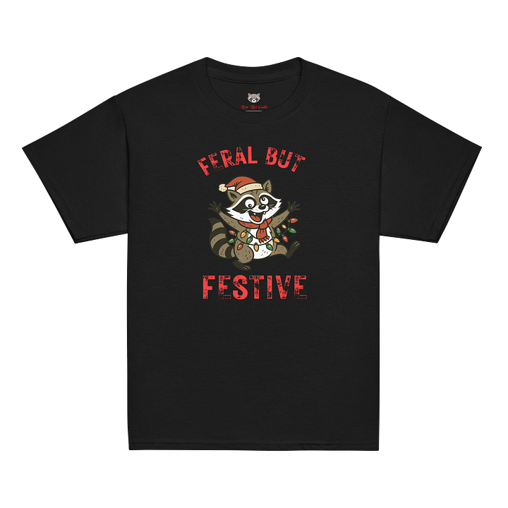 Feral But Festive Raccoon Youth Tee product image (2)