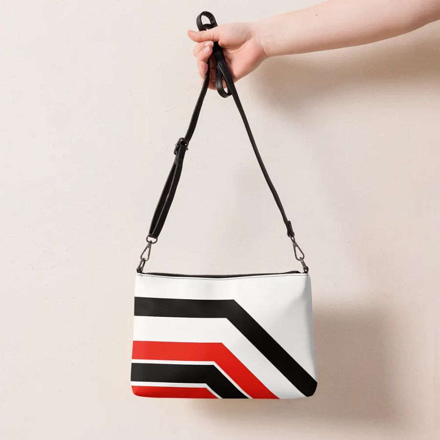 Black/White/Red Bent Color Lines Crossbody Bag product image (12)