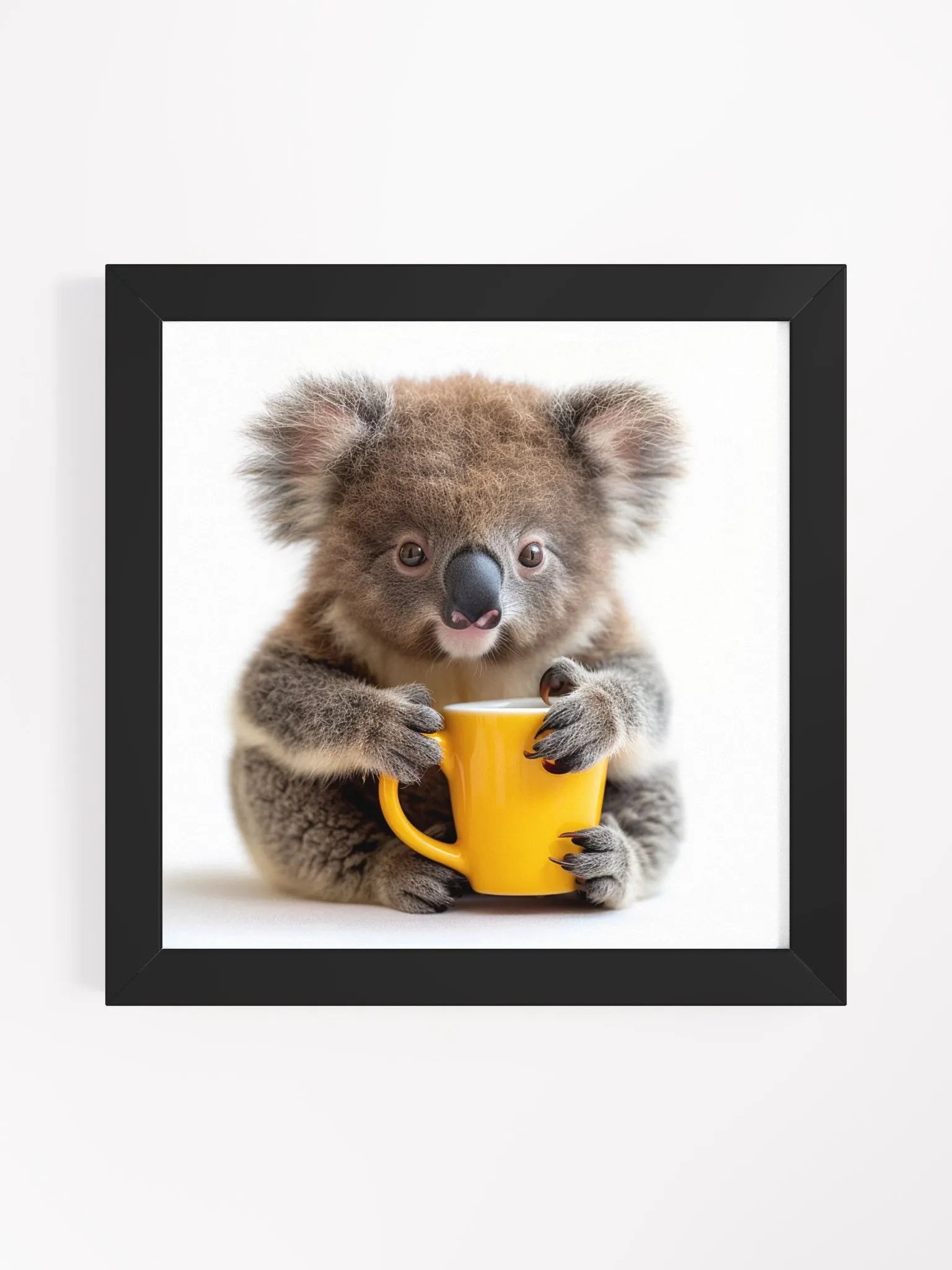 Coffee Lover Cute Baby Koala Bear Framed Wall Art product image (1)