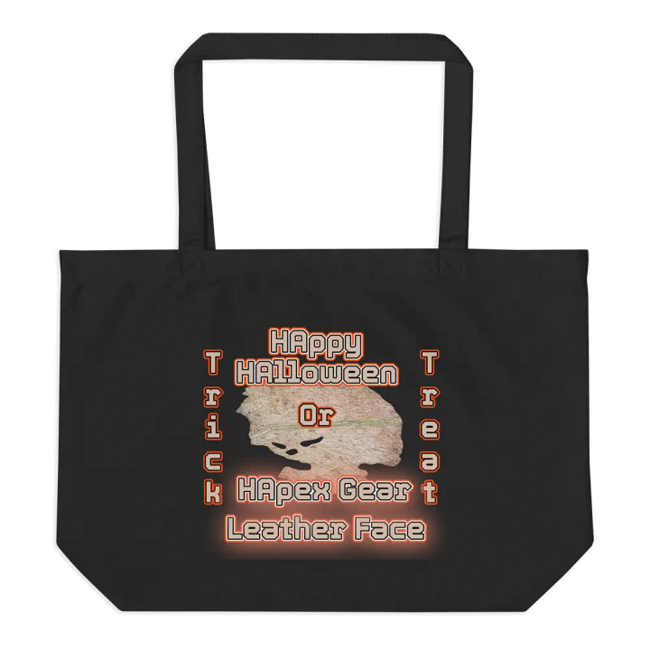 Organic Cotton Tote - Black - HAppy HAlloween Leather Face product image (2)