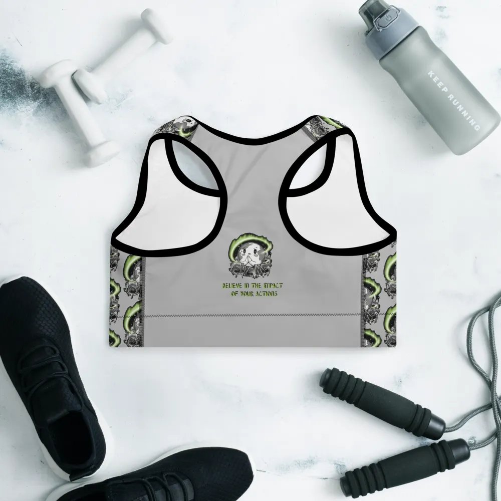 Save Me: A Plea from Planet Earth All-Over Print Padded Silver Sports Bra 🌍 product image (1)