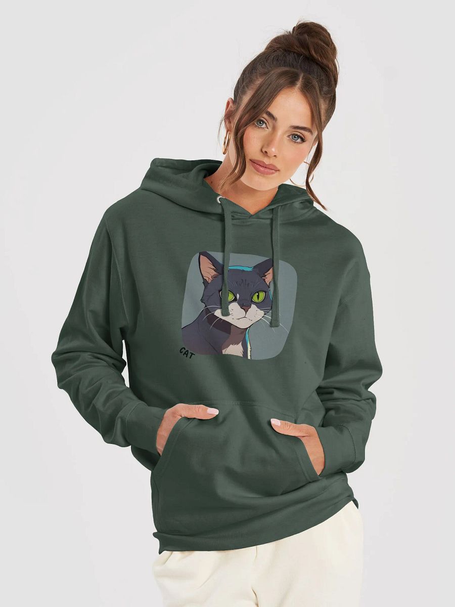 Stylish Cat Illustration Midweight Hoodie product image (5)