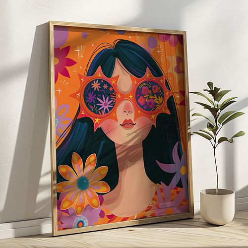 Girl with Sunglasses Maximalist Floral Art Print
Elevate your wall decor with this stunning maximalist floral art print featu...