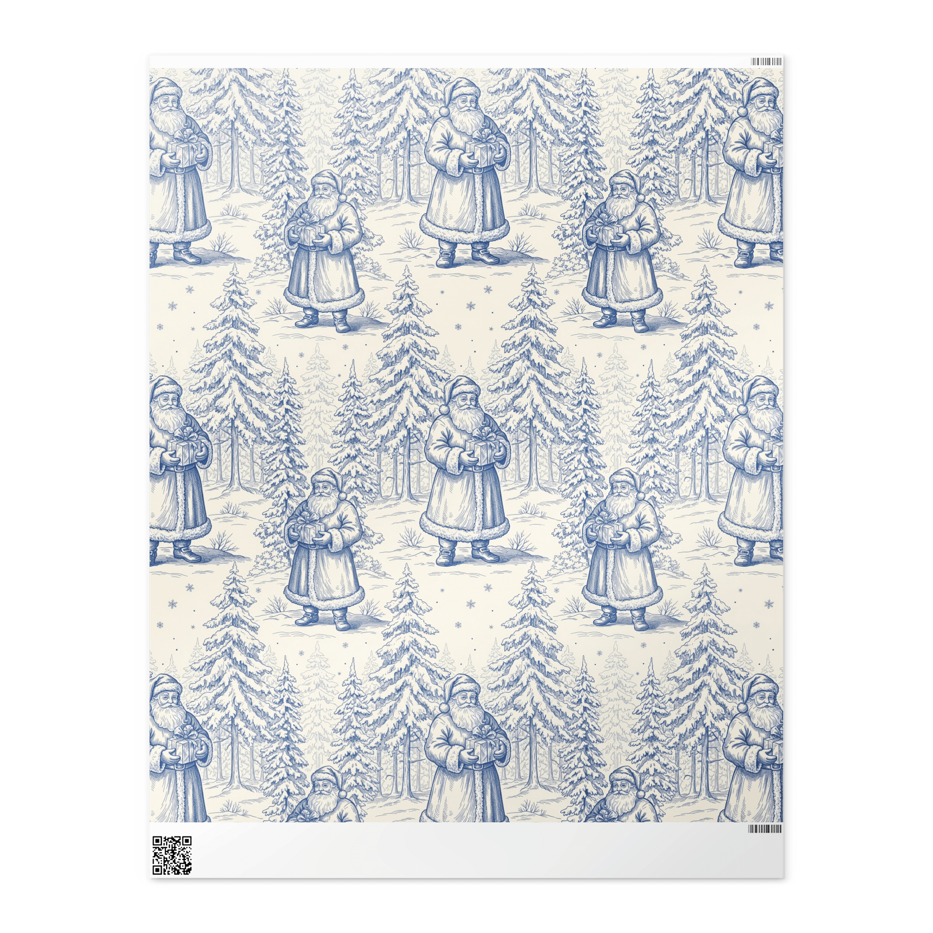 Vintage Santa Claus Christmas Winter Scene Toile Chinoiserie product image (1)