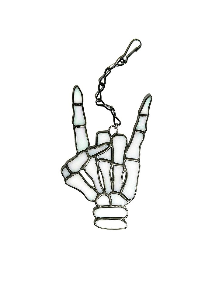 Skeleton Rock Stained Glass Suncatcher product image (1)