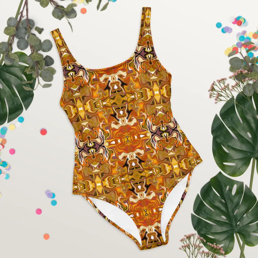 Symmetrical Splendor Brown African Inspired Design Swimsuit product image (12)