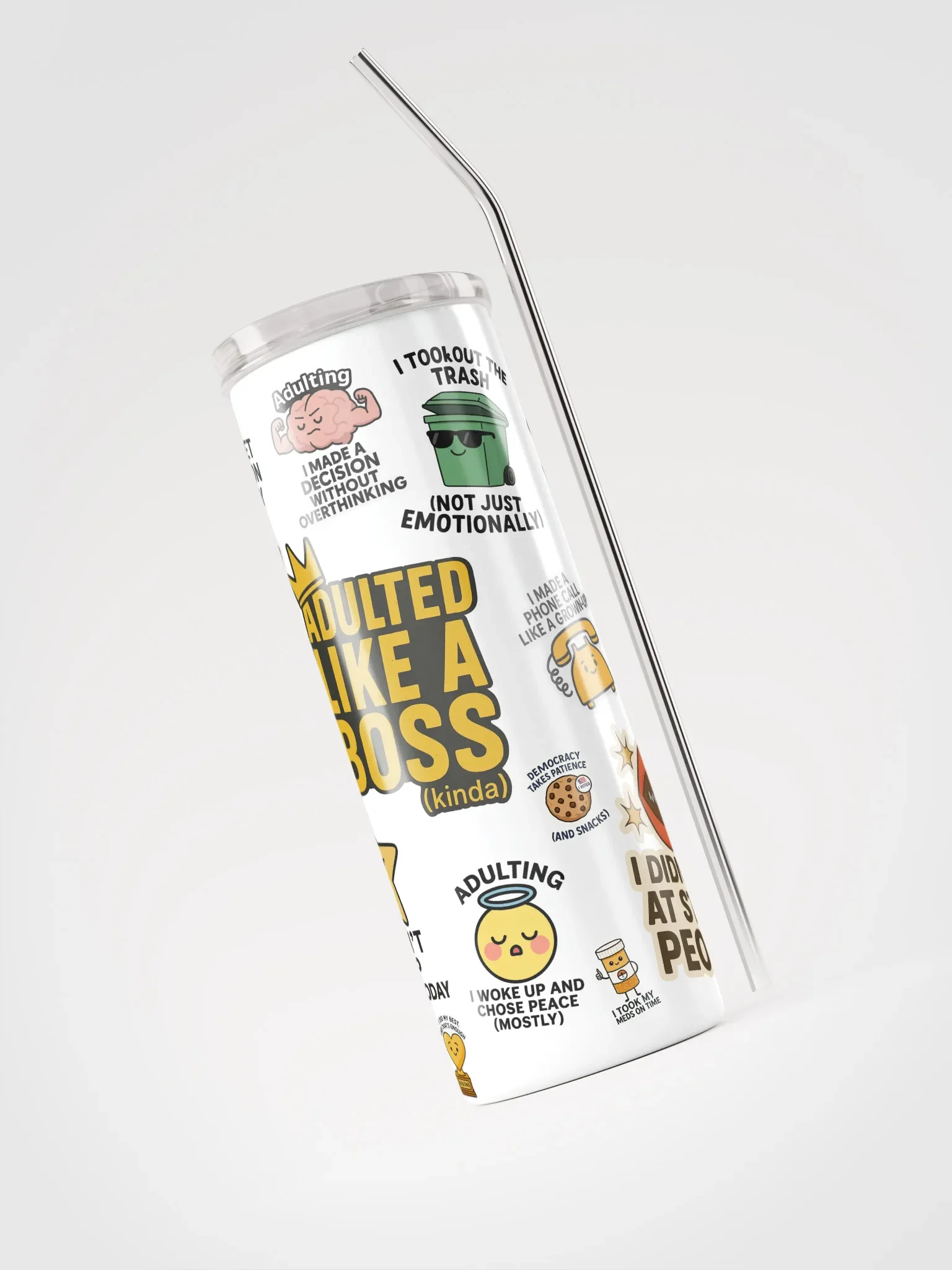 Humorous Adulting Stickers Tumbler product image (3)