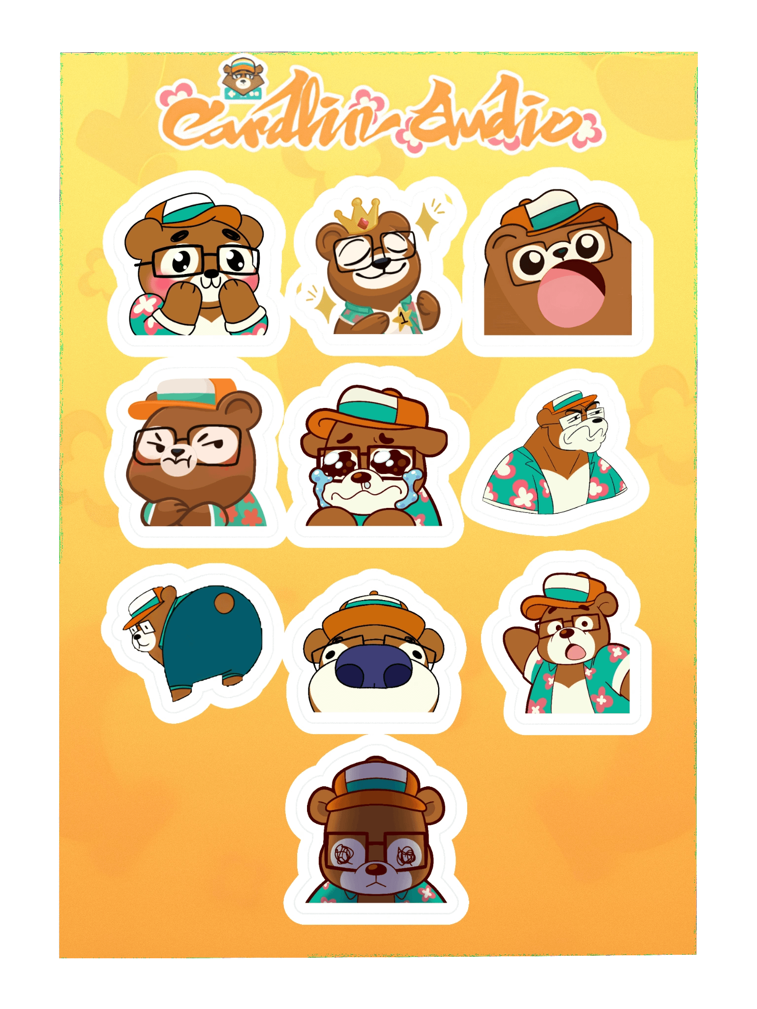 GameObear Cardigan-made Emotes Sticker Sheet product image (3)
