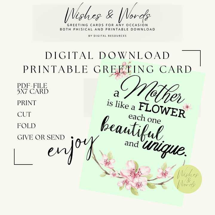 Mothersday Greeting Card - Printable Digital Download product image (1)