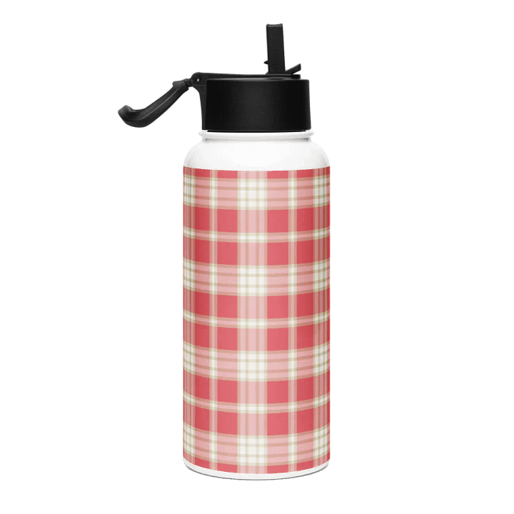 Coral Pink Plaid Water Bottle product image (1)