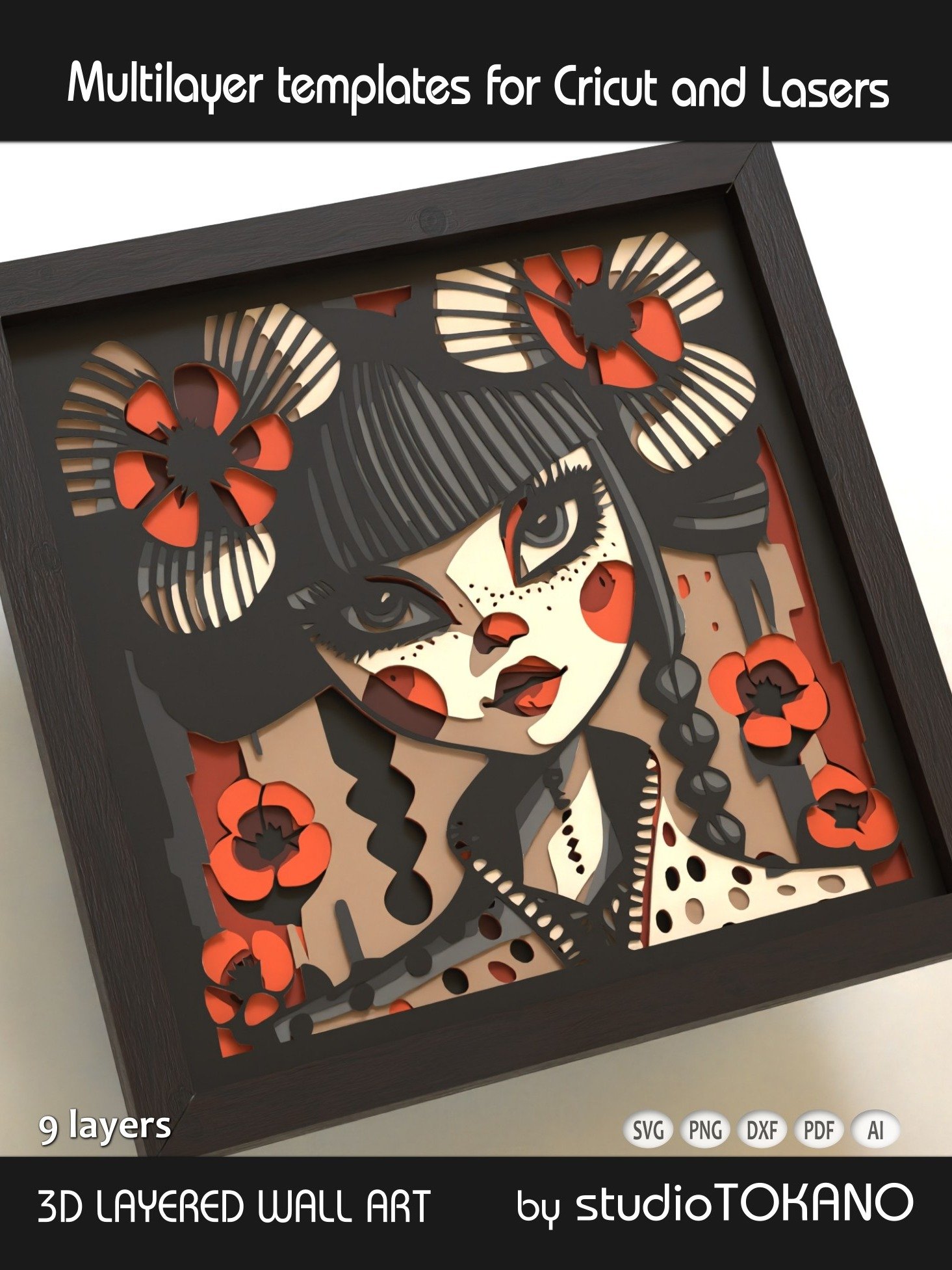 Poppy Girl 3D Shadow Box SVG product image (2)