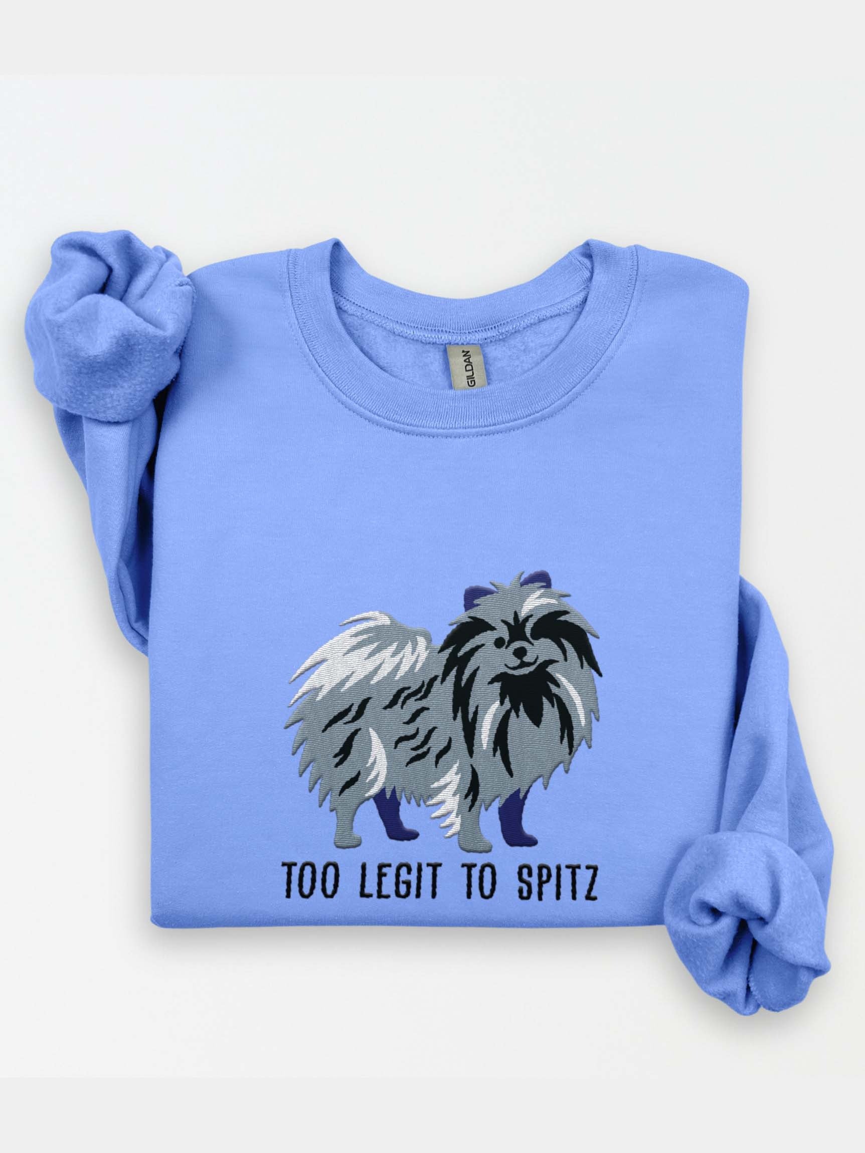 Too Legit to Spitz Sweatshirt (Embroidered) of a Pomeranian(Blue Merle) product image (1)