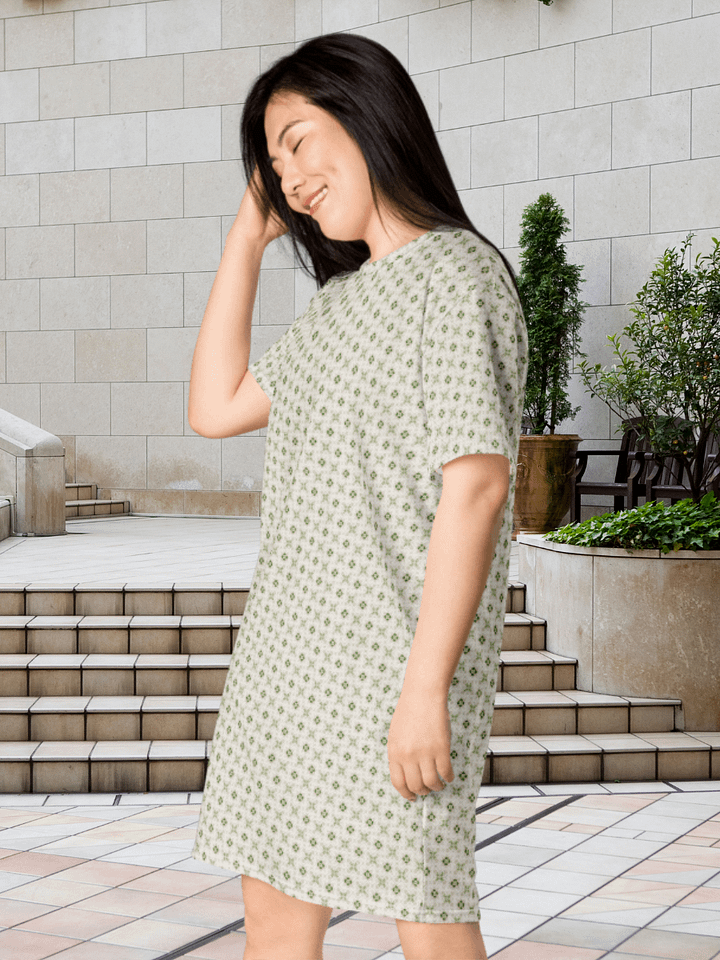 Green Geometric Pattern T Shirt Dress product image (2)