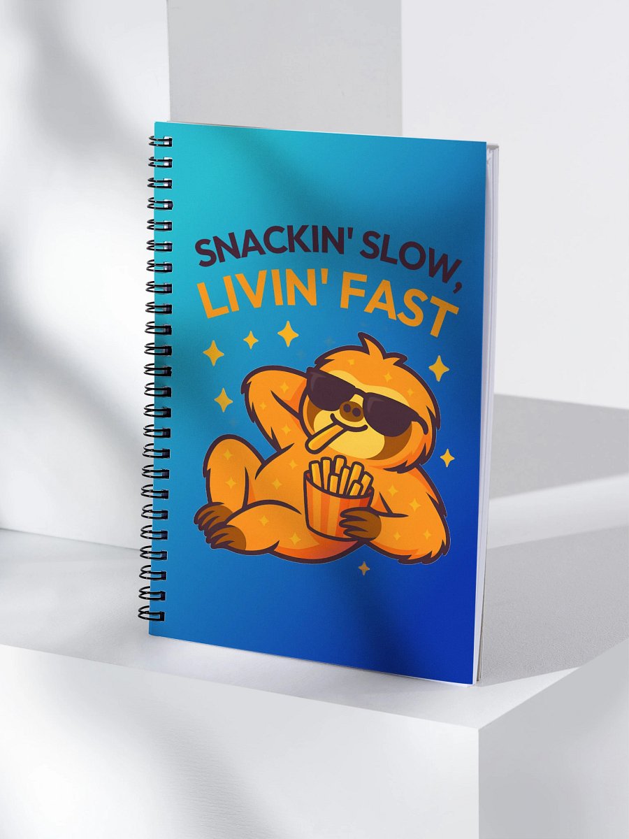 Snackin’ Slow, Livin’ Fast – Funny French Fry Sloth Notebook | Sloths Having Snacks Collection product image (4)