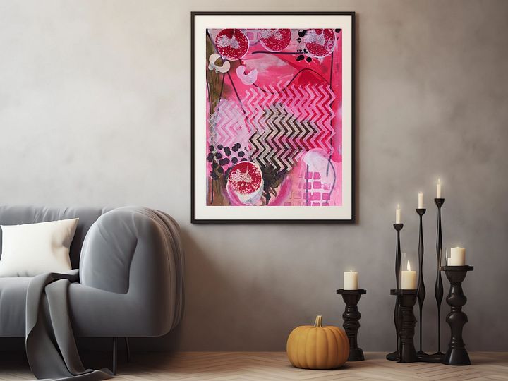 abstract painting, digital poster, original by b.reters, pink impression product image (2)
