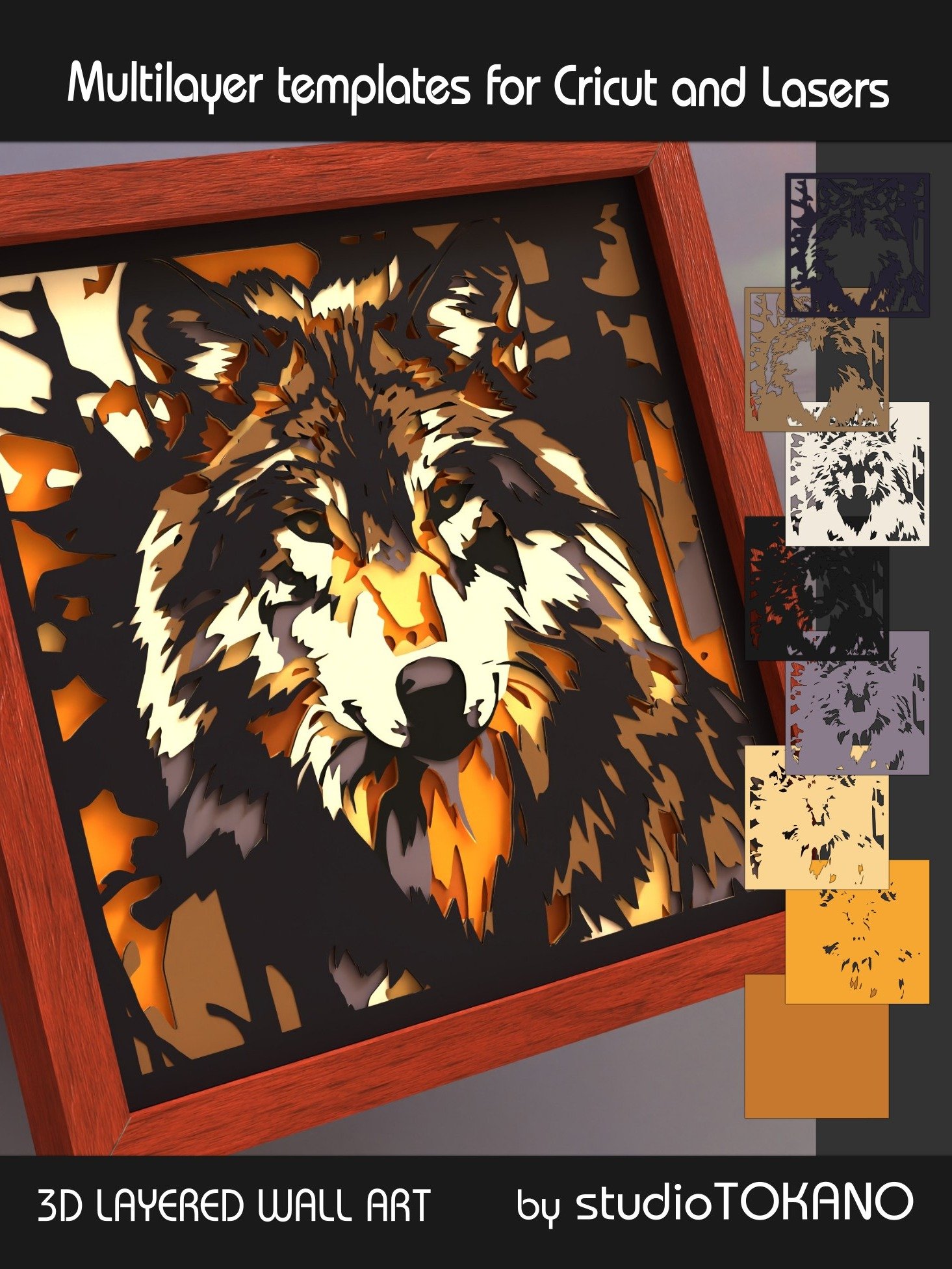 Wolf Shadow box SVG product image (7)