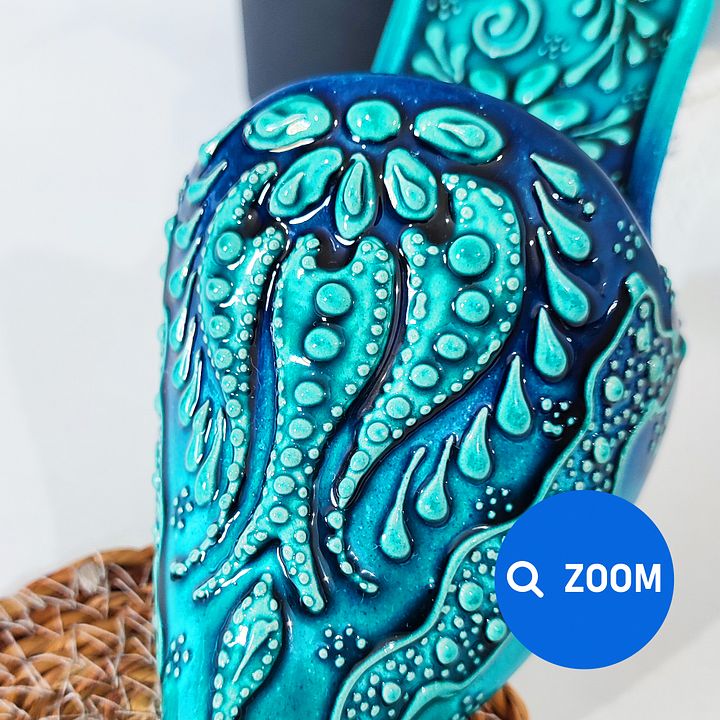 Ceramic wall decor, turquoise shoes (Terlik) — handmade pottery, handmade ceramic, home decor, handmade gift, Turkish ceramic product image (2)