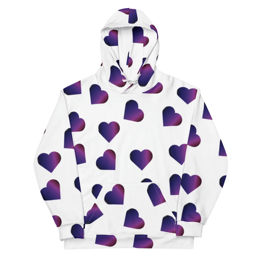 Abstract Love Pattern Purple Hearts on a White Background Unisex Pull On Hoodie product image (11)