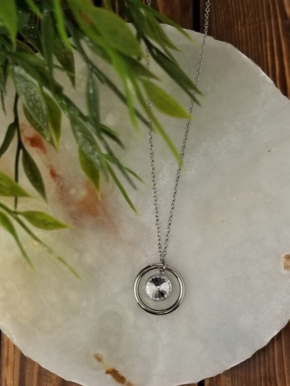 Forever in Love Necklace — Swarovski Crystal & Stainless Steel | Minimalist Pendant | Modern Everyday Jewelry product image (1)