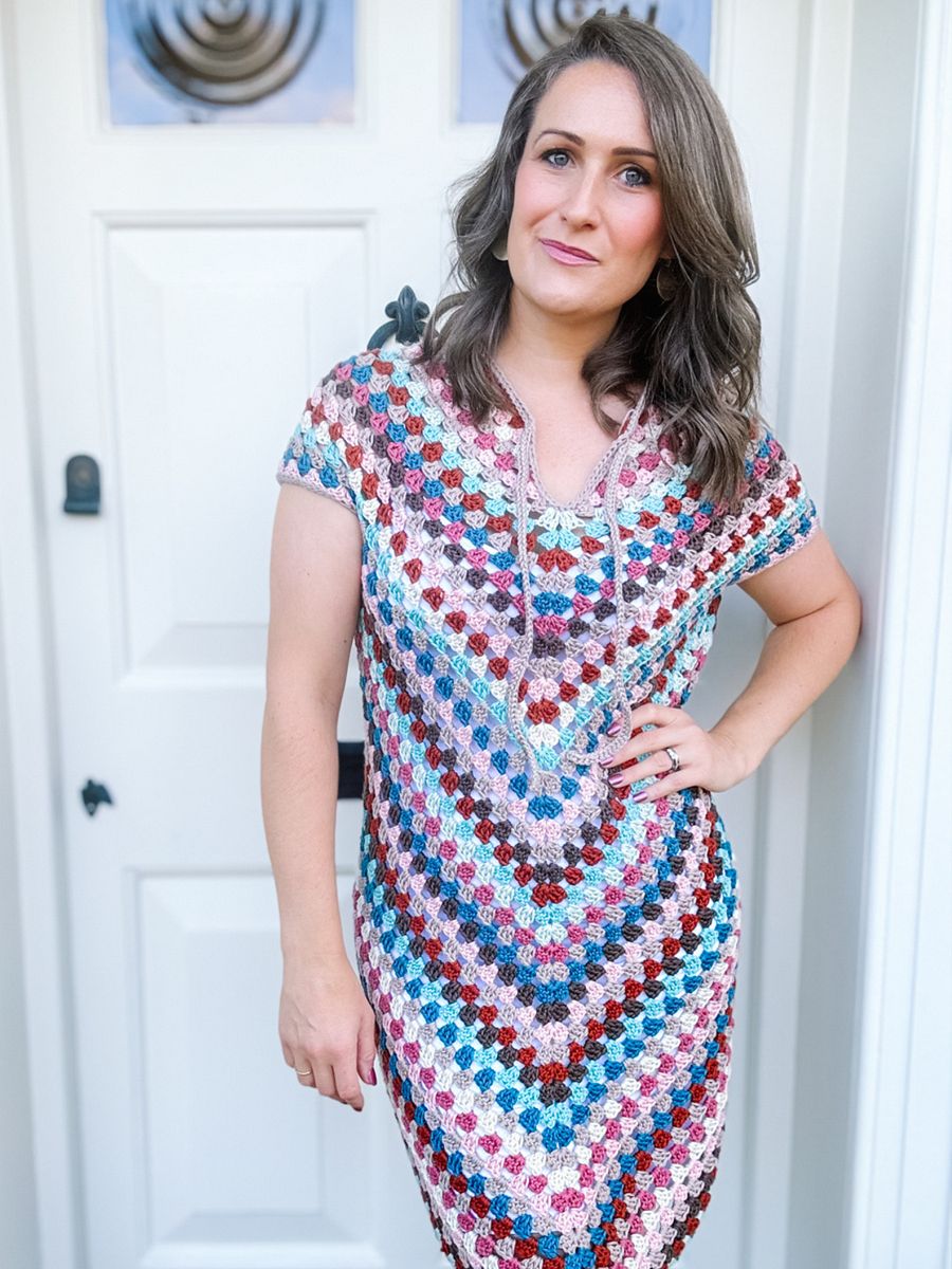 Top Down Crochet Granny Stitch Dress Pattern Adult Sizes product image (8)